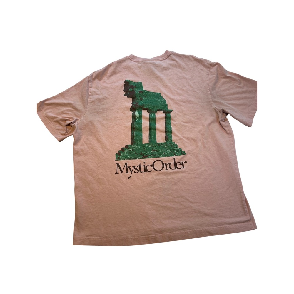 HM Mystic Order Relaxed Fit Graphic T-Shirt Pink Greek Column Mens Large